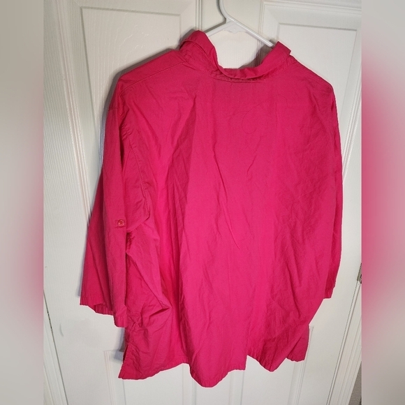 Mountain Lake Womens Button Up Pink 3X Long Sleeved Blouse - Picture 2 of 9